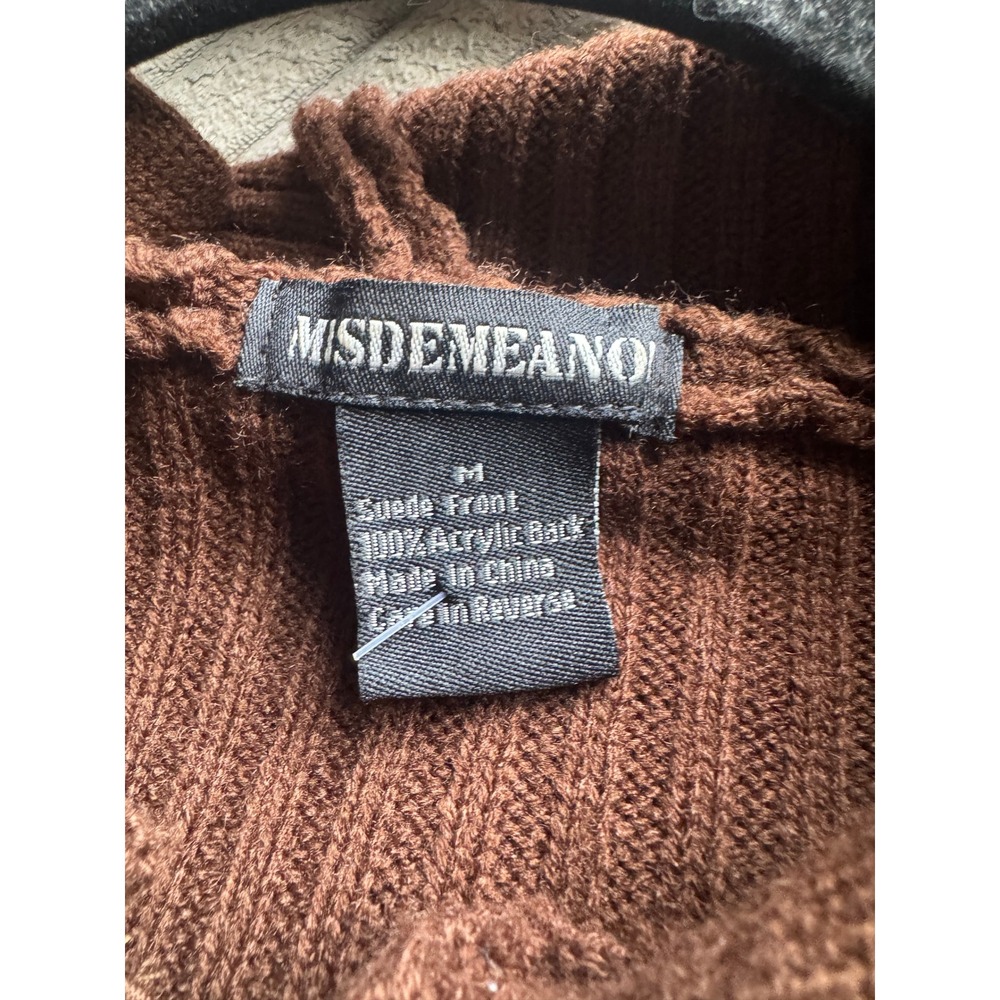 Misdemeanor Vintage Suede Patchwork Hooded Midi Dress Brown Medium EUC Boho Y2K - Picture 8 of 9
